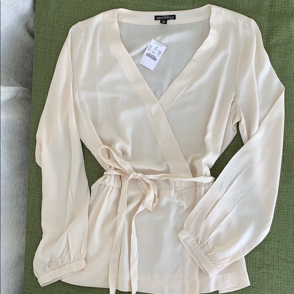 J. Crew Factory Tops - J. Crew Mercantile Faux Wrap, Ribbon Tie
